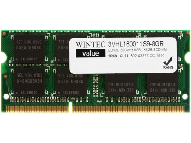 Wintec Value 8GB 204-Pin DDR3 SO-DIMM DDR3L 1600 (PC3L 12800) Laptop Memory Model 3VHL160011S9-8GR