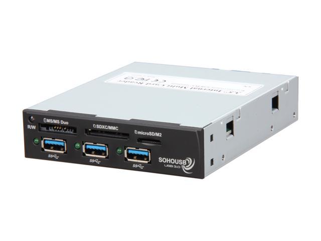 Koutech IO-RCM430 USB 3.0 Multi-in-1 Front Panel Internal Card Reader with USB 3.0 Hub (3.5")
