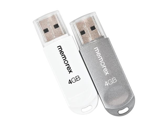 Memorex Mini TravelDrive 8GB (4GB x 2) USB 2.0 Flash Drive 2pk (White and Silver) Model 98223