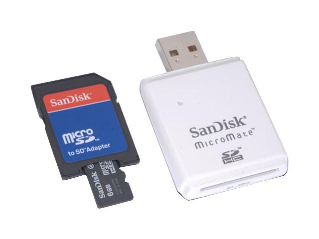 SanDisk 6GB microSDHC Flash Card w/MicroMate Model SDSDQ-6144-A11M