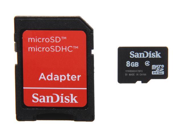 SanDisk 8GB microSDHC Flash Card w/ Adapter Model SDSDQM-008G-B35A