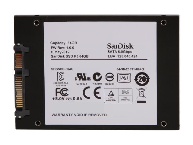SANDISK Internal SSD Solid State Drive 64GB SDSSDP-064G 2.5" Sata  or  3.5"