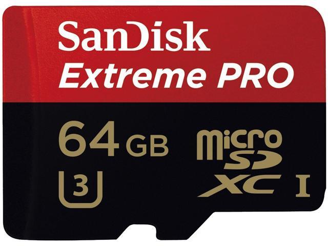 whisky udstilling linje SanDisk 64GB Extreme PRO microSDXC UHS-I/U3 Class 10 Memory Card with  Adapter, Speed Up to 95MB/s (SDSDQXP-064G-G46A) Memory Cards - Newegg.com