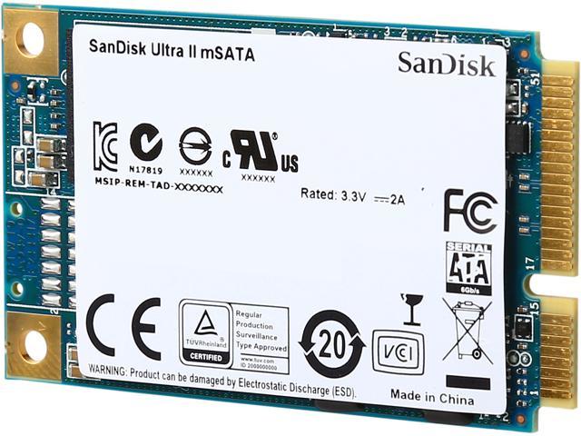 SanDisk Ultra II mSATA 512GB SATA Revision 3.0 (6 Gbit/s) Internal Solid State Drive (SSD) SDMSATA-512G-G25