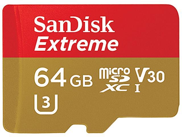 SanDisk 64GB Extreme microSDXC UHS-I/U3 Class 10 Memory Card with Adapter, Speed Up to 90MB/s (SDSQXVF-064G-GN6MA)