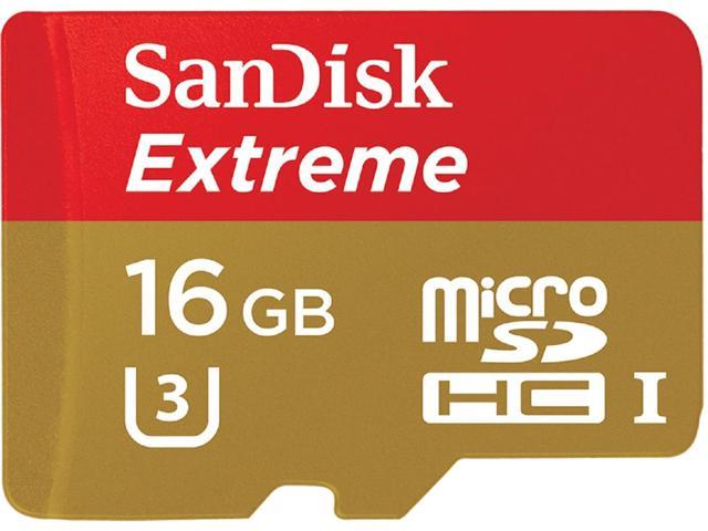 SanDisk 16GB Extreme microSDHC UHS-I/U3 Class 10 Memory Card with Adapter, Speed Up to 90MB/s (SDSQXNE-016G-GN6MA)