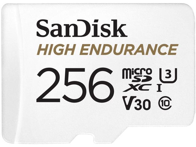 SanDisk 256GB High Endurance microSDXC C10, U3, V30, 4k UHD Memory Card with Adapter (SDSQQNR-256G-GN6IA)