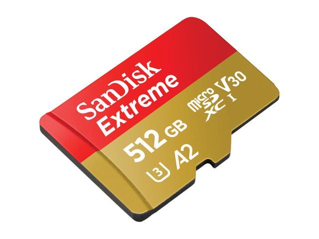 SanDisk 512GB Extreme microSDXC UHS-I/U3 A2 Memory Card with Adapter, Speed  Up to 160MB/s (SDSQXA1-512G-GN6MA)