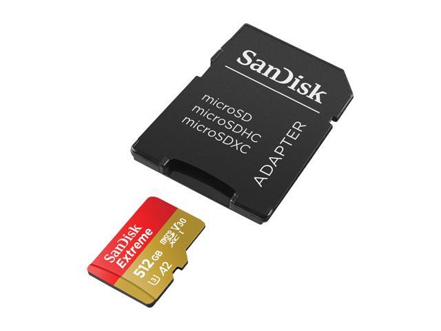 SanDisk 512GB Extreme microSDXC UHS-I/U3 A2 Memory Card with Adapter, Speed  Up to 160MB/s (SDSQXA1-512G-GN6MA)