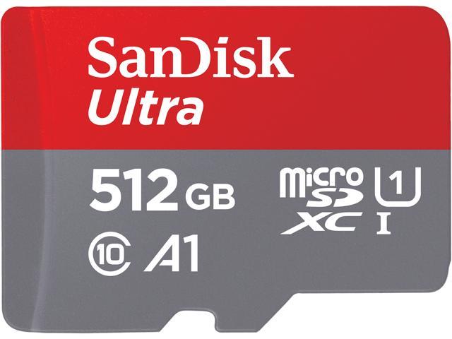 SanDisk 512GB Ultra microSDXC A1 UHS-I/U1 Class 10 Memory Card with Adapter, Speed Up to 100MB/s (SDSQUAR-512G-GN6MA)