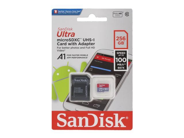 Kilimanjaro Middle Transparent SanDisk 256GB Ultra microSDXC A1 UHS-I/U1 Class 10 Memory Card with  Adapter, Speed Up to 100MB/s (SDSQUAR-256G-GN6MA) - Newegg.com