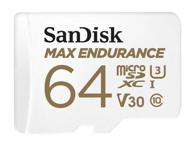 SanDisk 64GB MAX ENDURANCE microSDXC, U3, V30, Memory Card with Adapter for Home Security Cameras and Dash Cams, Speed up to 100MB/s (SDSQQVR-064G-GN6IA)
