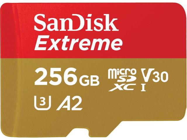 SanDisk 256GB Extreme microSDXC UHS-I/U3 A2 Micro SD Card with Adapter, Speed Up to 190MB/s (SDSQXAV-256G-GN6MA)