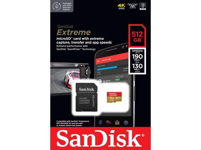 SanDisk 512GB Extreme microSDXC UHS-I/U3 A2 Micro SD Card with