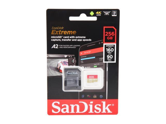 SanDisk 256GB Extreme microSDXC UHS-I/U3 A2 Memory Card with Adapter, Speed  Up to 160MB/s (SDSQXA1-256G-GN6MA) Memory Cards