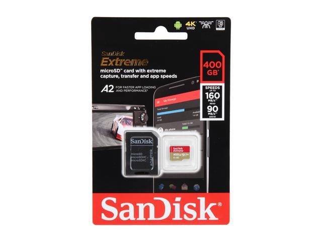 SanDisk 400GB Extreme microSDXC UHS-I/U3 A2 Memory Card with Adapter, Speed  Up to 160MB/s (SDSQXA1-400G-GN6MA)