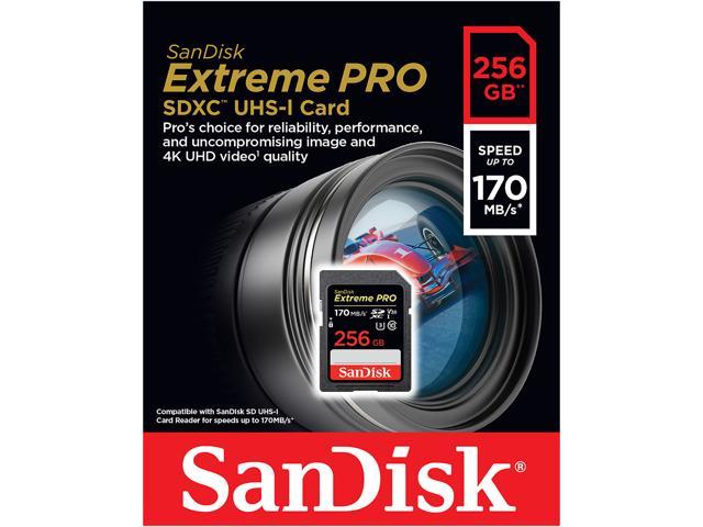 SanDisk Extreme PRO 256GB SDXC Speicherkarte bis zu 170 MB/s Class 10 V30 U3 