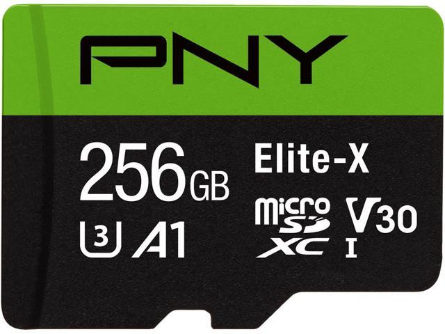 PNY 256GB Elite-X microSDXC UHS-I/U3 Class 10 Memory Card with Adapter, Speed Up to 100MB/s (P-SDU256U3100EX-GE)