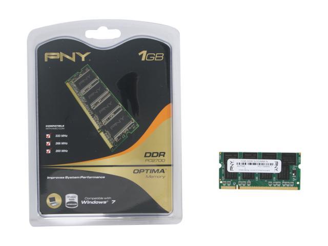 PNY 1GB 200 Pin DDR SO DIMM DDR 333 PC 2700 Laptop Memory Model