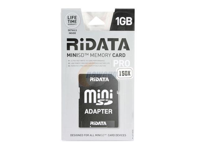 RiDATA 1GB MiniSD Flash Card Model MSDCR1G- SILV