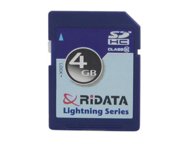 RiDATA 4GB Secure Digital High-Capacity (SDHC) Flash Card Model RDSDHC4G-LIG10-NE