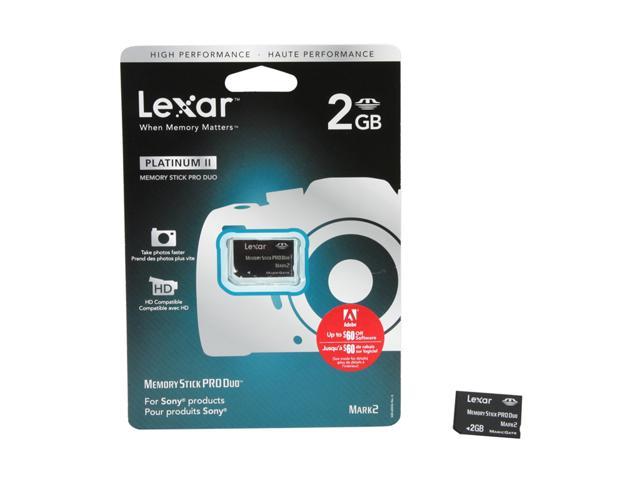 LEXAR Lexar Platinum II 2GB Memory Stick PRO Duo Card w/MS PRO Adapter LXRMS2GB 