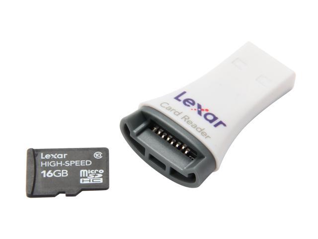 Lexar High-Speed 16GB Micro SDHC Flash Card Class 10 with USB Card Reader