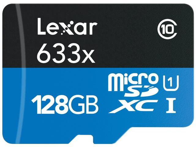 Lexar 128GB High-Performance 633x microSDXC UHS-I/U1 Class 10 Memory Card w/USB 3.0  Reader (LSDMI128B1NL633R)