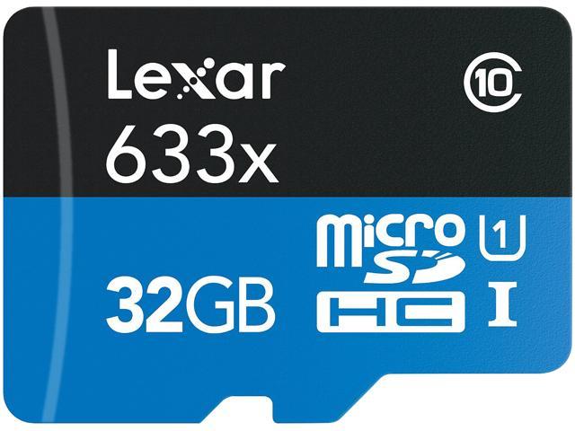 Lexar 32GB High-Performance 633x microSDHC UHS-I/U1 Class 10 Memory Card w/ SD Adapter (LSDMI32GBBNL633A)