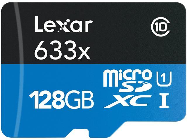 Lexar 128GB High-Performance 633x microSDXC UHS-I/U1 Class 10 Memory Card w/ SD Adapter (LSDMI128BBNL633A)
