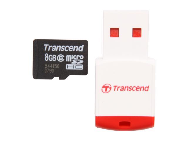 Transcend 8GB microSDHC Flash Card with P3 card reader Model TS8GUSDHC6-P3