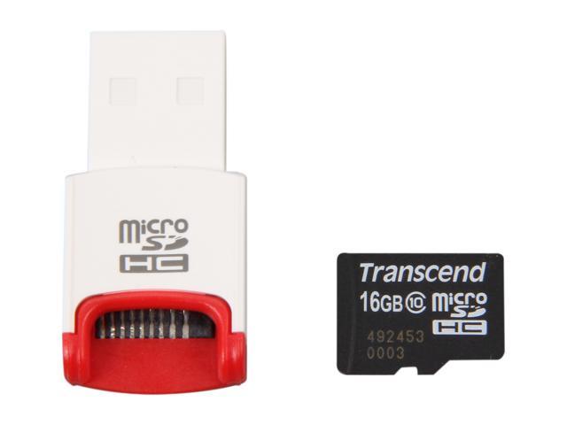 Transcend 16GB microSDHC Flash Card with P3 Card Reader Model TS16GUSDHC10-P3