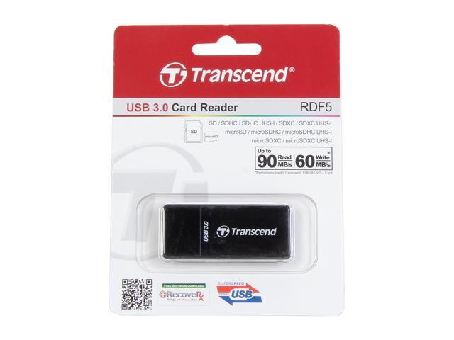 TRANSCEND CARD READER WRITER MULTI F5 BLACK RDF5 RDF5K USB 3.0 DATA RECOVERY NEW 