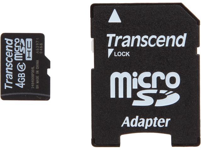 Transcend 4GB microSDHC Flash Card with Adapter Model TS4GUSDHC4
