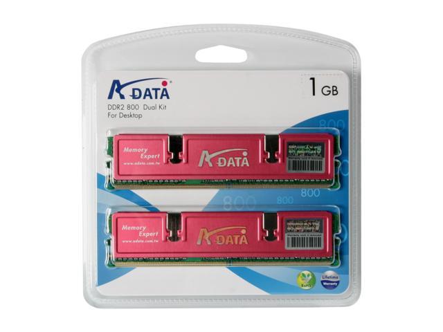 ADATA 1GB (2 x 512MB) DDR2 800 (PC2 6400) Dual Channel Kit Desktop Memory Model ADQVE1908K
