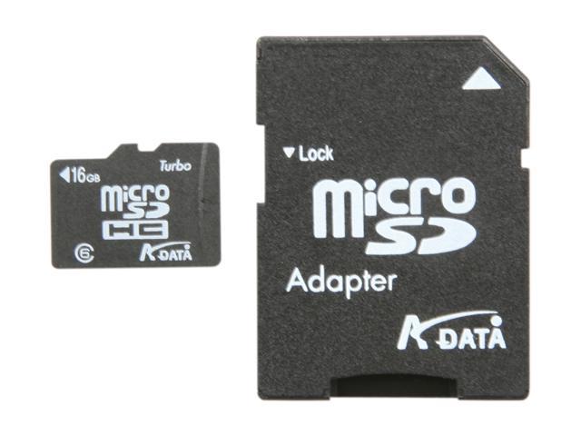 ADATA 16GB Class 6 Micro SDHC Flash Card with SD adaptor Model AUSDH16GCL6-RA1