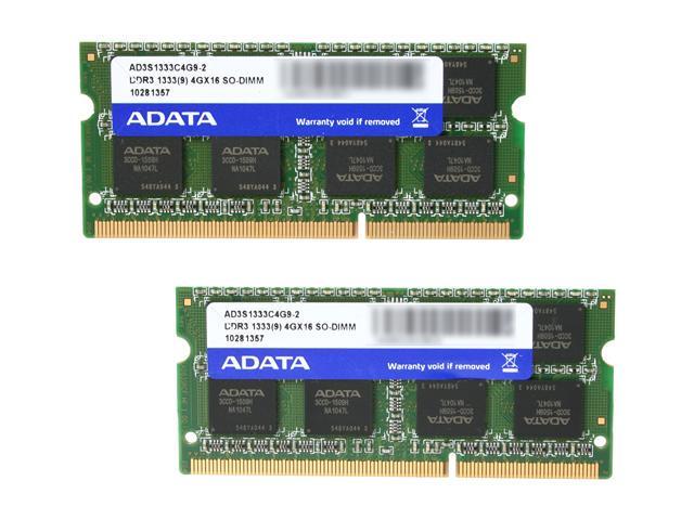ADATA Supreme Series 8GB (2 x 4GB) 204-Pin DDR3 SO-DIMM DDR3 1333 (PC3 10600) Laptop Memory Model AD3S1333C4G9-2