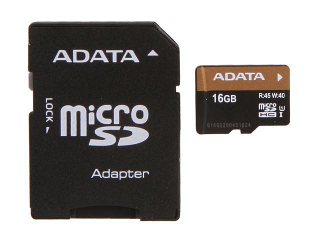 ADATA Premier Pro 16GB microSDHC Flash Card w/Adapter Model AUSDH16GUI1-RA1