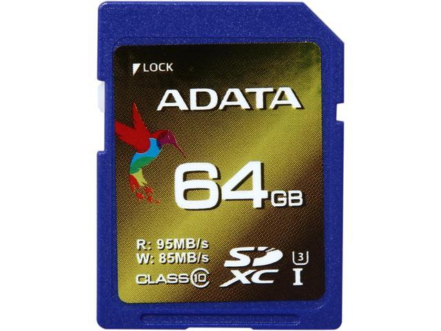 ADATA 64GB XPG SDXC UHS-I U3 Class 10 Memory Card, Speed Up to 95MB/s (ASDX64GXUI3CL10-R)
