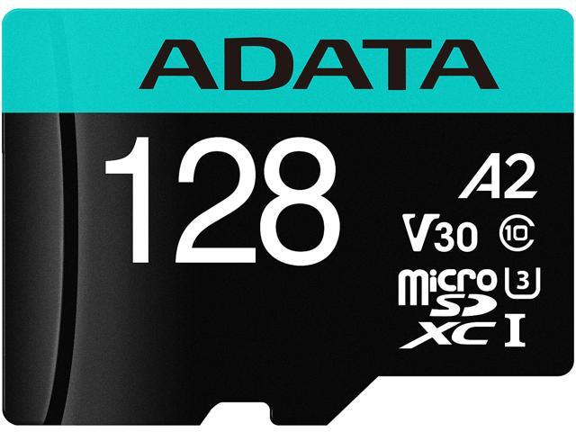 ADATA 128GB Premier Pro microSDXC UHS-I U3 / Class 10 V30 A2 Memory Card with SD Adapter, Speed Up to 100MB/s (AUSDX128GUI3V30SA2-RA1)