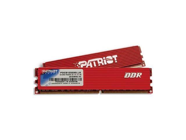 Patriot 512MB (2 x 256MB) DDR 400 (PC 3200) Dual Channel Kit System Memory Model PDC5123200LLK