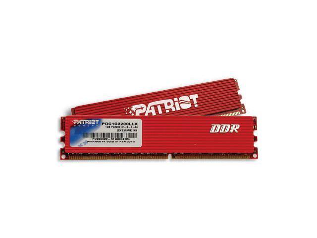 Patriot Extreme Performance 1GB (2 x 512MB) DDR 400 (PC 3200) Dual Channel Kit Desktop Memory Model PDC1G3200LLK