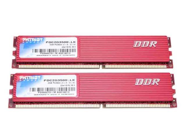 Patriot 2GB (2 x 1GB) DDR 433 (PC 3500) Dual Channel Kit Desktop Memory Model PDC2G3500LLK