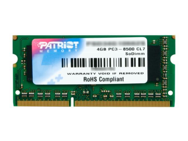 Patriot Signature 4GB 204-Pin DDR3 SO-DIMM DDR3 1066 (PC3 8500) Laptop Memory Model PSD34G10662S