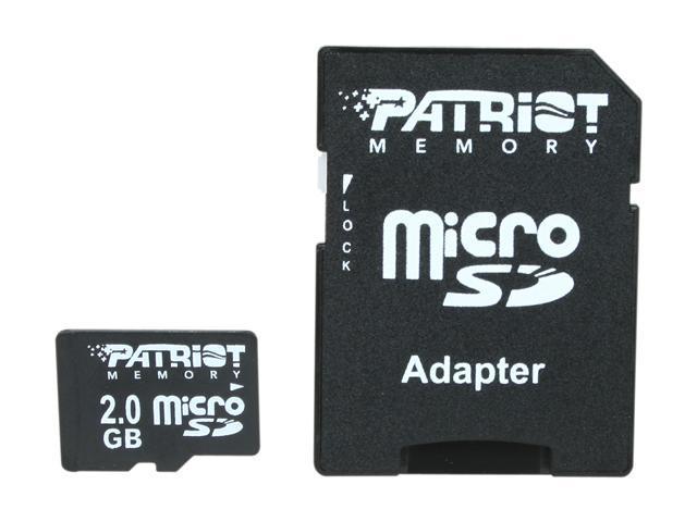 Patriot Signature 2GB MicroSD Flash Card with SD Adapter Model PSF2GMCSD3P