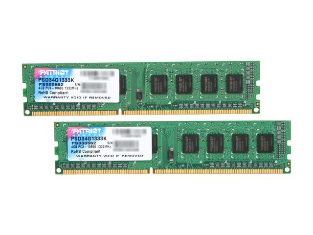 Patriot 4GB (2 x 2GB) DDR3 1333 (PC3 10600) Desktop Memory Model PSD34G1333K