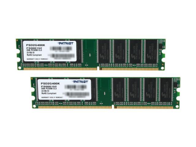 Patriot Signature 2GB (2 x 1GB) DDR 400 (PC 3200) Desktop Memory Model PSD2G400K