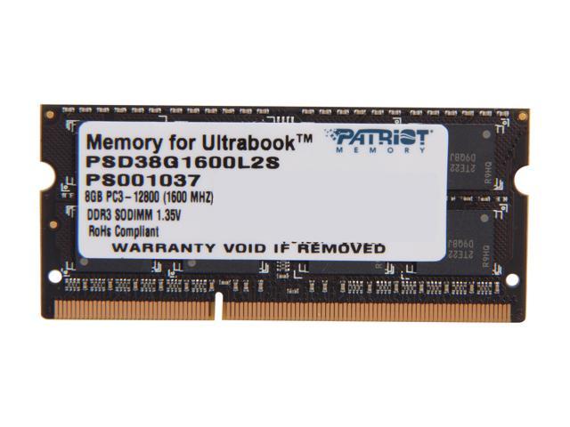 Patriot Signature Line 8GB 204-Pin DDR3 SO-DIMM DDR3L 1600 (PC3L 12800) Laptop Memory Model PSD38G1600L2S