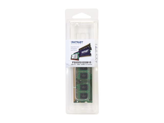 Patriot Signature Line 2GB 204-Pin DDR3 SO-DIMM DDR3 1333 (PC3 10600 ...