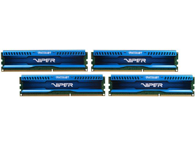Patriot Viper 3 Low Profile Blue 32GB (4 x 8GB) DDR3 1600 (PC3 12800) Desktop Memory Model PVL332G160C9QKB